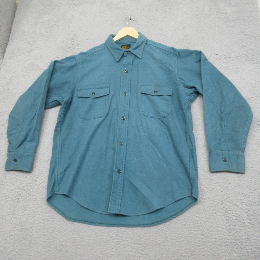 Vintage Deerskin Flannel Shirt Men X Large Blue Cotton Workwear Outdoor USA Made